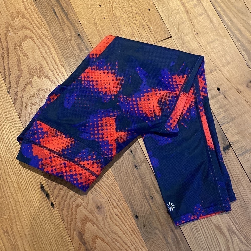 Athleta Leggins Blue Abstract Red Size SMALL - Picture 2 of 6